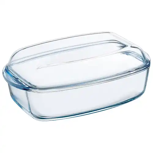 Geprüft Bräter aus Borosilikatglas mit Deckel 6,7 ltr